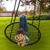 48" Spider Web Saucer Swing Tree Swing Set Adjustable Hanging Rope for Kid Black