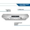 600CFM 30in Under Cabinet Range Hood Stainless Steel Kitchen Vent Touch Panel