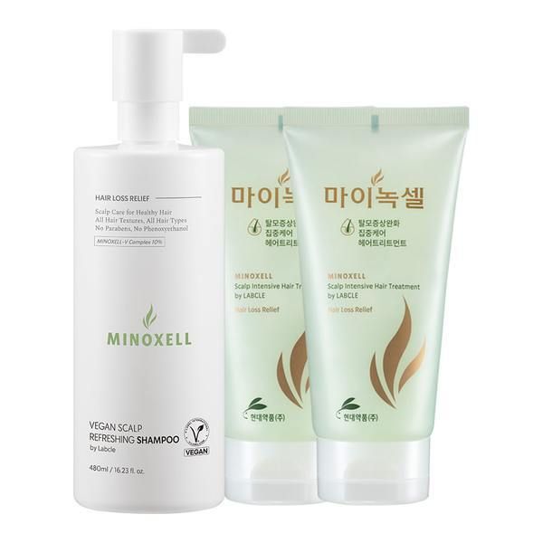 [Minoxel] Vegan Scalp Refreshing Hair Loss Shampoo [480ml] 1ea + Scalp Intensive Treatment [150ml] 2ea