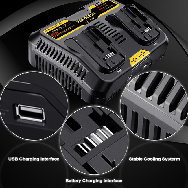 DCB112 Fast Charging Station Battery Charger for Dewalt Battery 10.8V 12V  14.4V 18V 20V DCB101 DCB140 DCB105 DCB200 Black EU/US