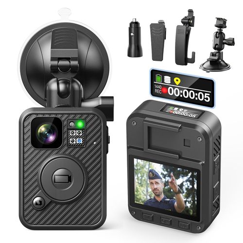 BOBLOV F2 128GB Body Camera with Dual-Screen, GPS Body Worn Camera, 2K Body Cam with Intuitive Large Button for HD Video Security Guard, Enforcement Officers, Drivers, Delivery Recording(128GB)