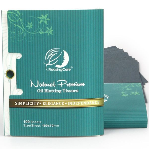 Premium Facial Oil Blotting Paper, 200 Counts - Natural Bamboo Charcoal Face Blotting Sheets, Easy Take Out Design - Top Handy Oil Absorbing Tissues - Oily Skin Care or Make Up Must Have!