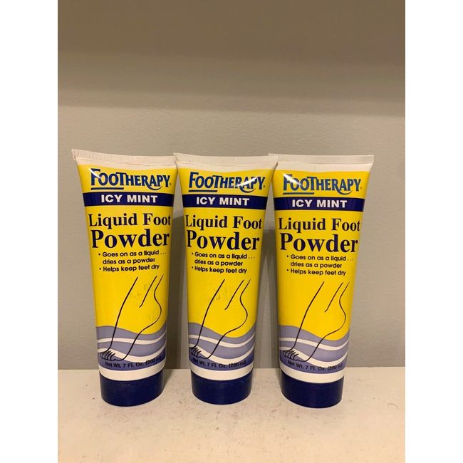 *OLD STOCK* 3 Footherapy Icy Mint Liquid Foot Powder 7 Oz. Each