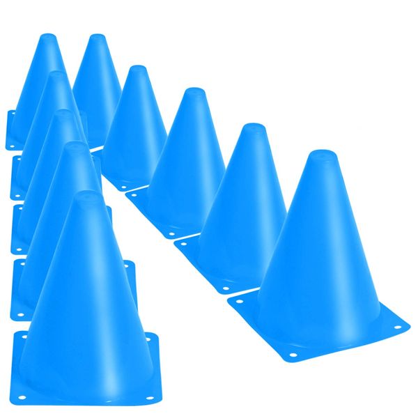 KINJOEK 30 Pack 7 Inches Sports Training Cones, Blue Traffic Cones with Rounded Edges for Safety, Soccer, Football, Basketball Coaching, Agility, Drill Training, Field Marker Cones