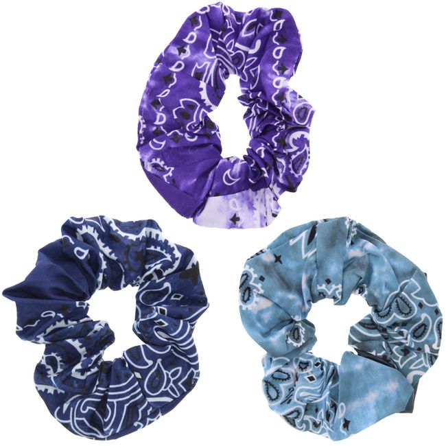 Zac's Alter Ego Set of 3 Acid Wash Tie Dye Retro Paisley Print Hair Scrunchies