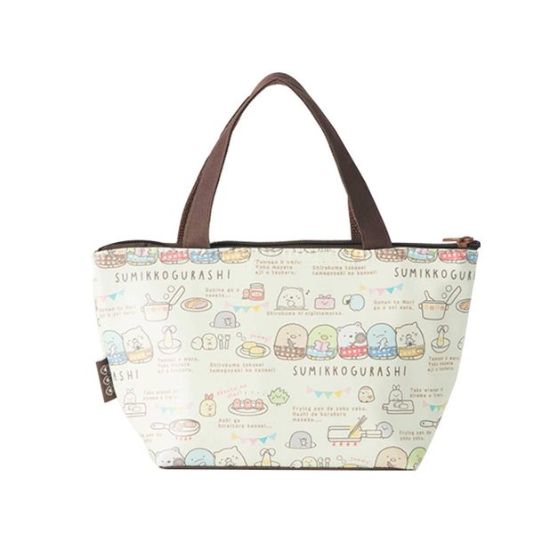 Asahikoyo SK-T17 Sumikko Gurashi Insulated Bag, Lunch Tote Bag, Beige, Height 6.3 x Width 11.0 x Depth 3.9 inches (16 x 28 x 10 cm), Ice Pack Pocket, Interior aluminum vapor deposition