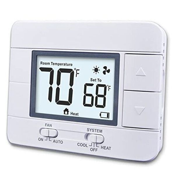 Non Programmable Thermostat for Home 1 Heat/ 1 Cool Single-Stage System, White