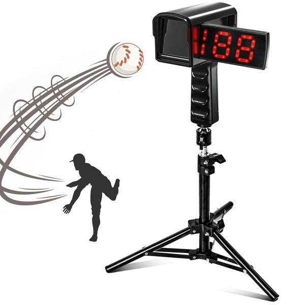 PLAYAPUT Baseball Radar Gun - Speed Sensors Baseball Speed Training Equipment with LED+LCD Larger Display, Handheld or Hand Free Speed Radar Gun for All Baseball Players| with Tripod