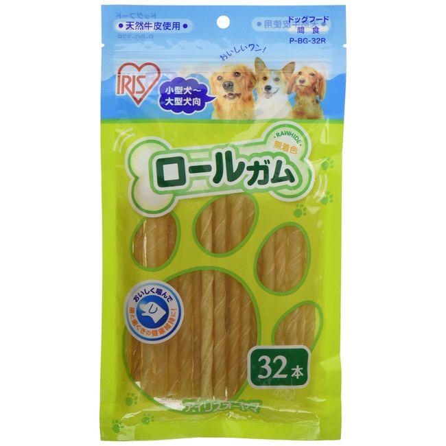 Iris Ohyama P-BG-32R Dog Snacks, Roll Gum Snacks, Pack of 32