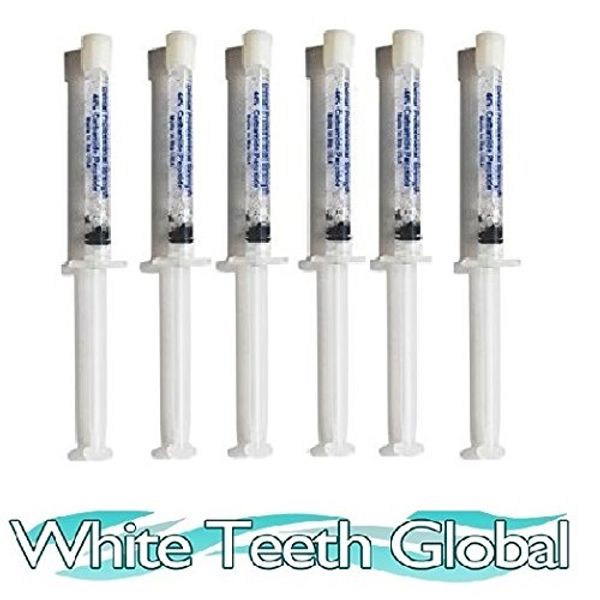 White Teeth GLobal Teeth Whitening Gel 44% Carbamide Peroxide, 6 Tooth Bleaching Gel Syringes