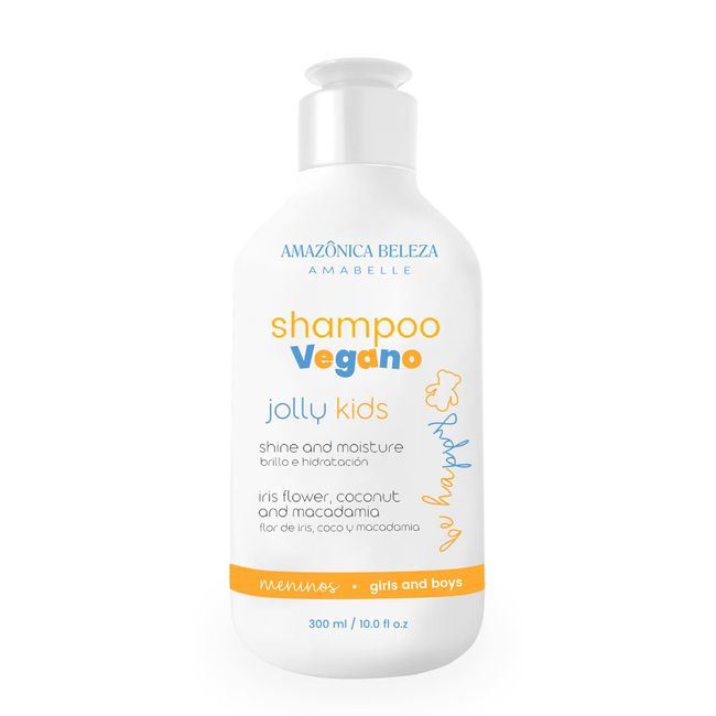 AMAZÓNICA BELEZA Jolly Kids Shampoo, Vegan, For All Hair Types, Gentle with the Scalp and Provides Shine and Softness, Free Sulphates Parabens, 10 Oz