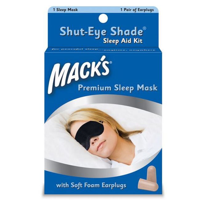 MACK's  Shut-Eye Shade SLEEP MASK Travel Trips Naps Washable Earplugs Night 70