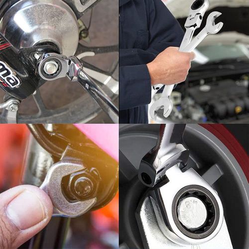Aoktorkit Metric Tool Flex-Head Ratcheting Wrench 8MM,Professional Chrome Vanadium Ratchet Spanner Steel 72 Teeth 12 Point for DIY,Pipeline,Bicycle Repair and Home Maintance