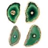 mookaitedecor Set of 4 Agate Slice Cabinet Knobs with Screws, Gold Plated Agate Drawer Pulls Handles for Dresser Kitchen Wardrobe Decorative