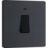 BG Electrical Single Wall Switch with LED Power Indicator, Double Pole, Screwless Front Plate, Round Edges, Evolve, Matt Grey, 20A, PCDMG31B