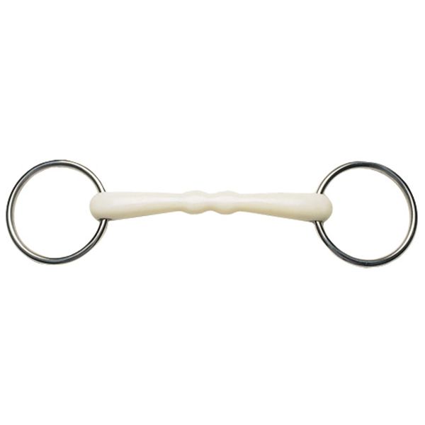Korsteel Flexi Loose Ring Mullen Mouth Snaffle Bit, IVory, 4.5"
