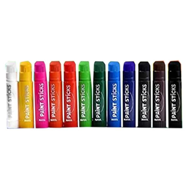 NAYA Paint Sticks for 12 Colours Washable Crayon Non-Toxic Paint Sticks Solid Tempera Paint for Toddlers, Kids, Children, Teens Adults Gifts, Quick Drying & Mess Free