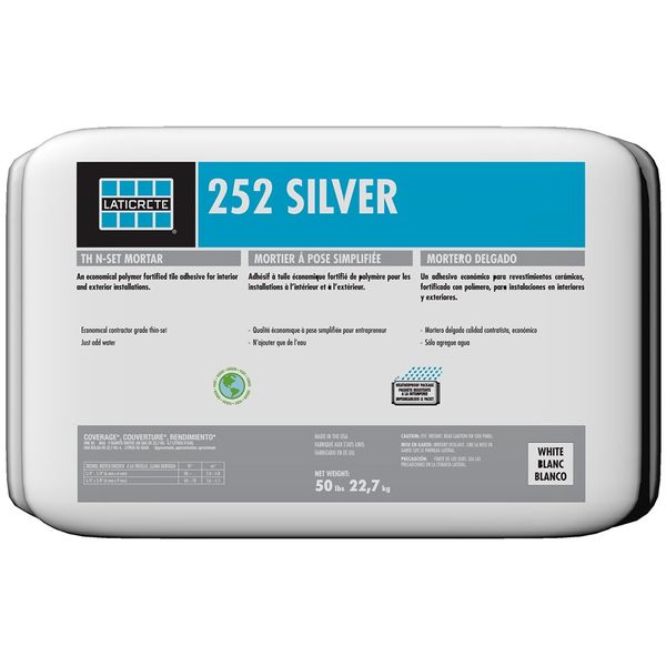 LATICRETE 252 Silver Cementitious Thin-Set Powder 50 Lb. Bag Grey