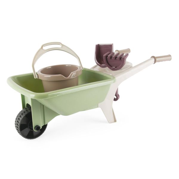 Dantoy: Green Garden - Wheelbarrow Playset - 4 Pieces, Pretend Gardening, Realistic Garden Tool Toys, Recycled Plastic, Kids & Toddlers Ages 2+