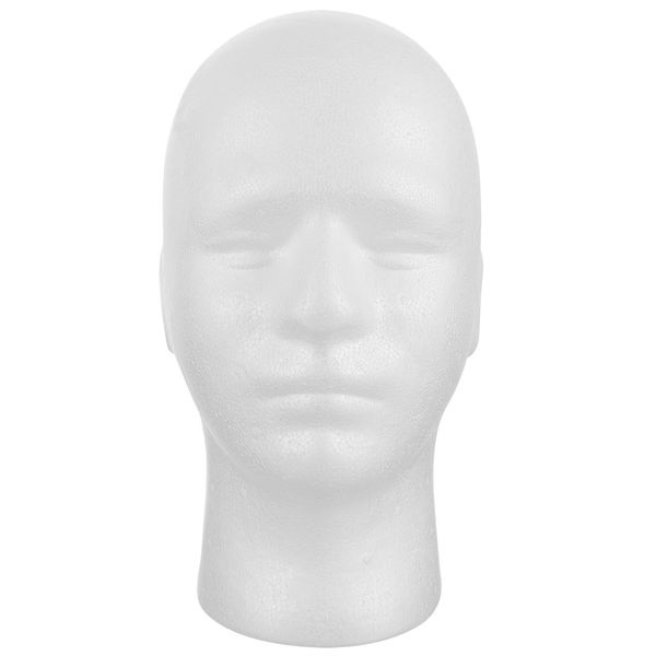 PATKAW 1pc Male Wig Display Mannequin Head Stand Model Foam Foam White Foam Head Form, Mannequin Display for Masks, Hats, Wigs, Halloween Decoration