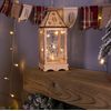 Battery Powered Wooden Christmas Lantern with LED String Lights - Create a Festive, Cosy Glow