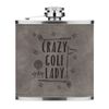 Crazy Golf Lady 6oz PU Leather Hip Flask Grey Luxe