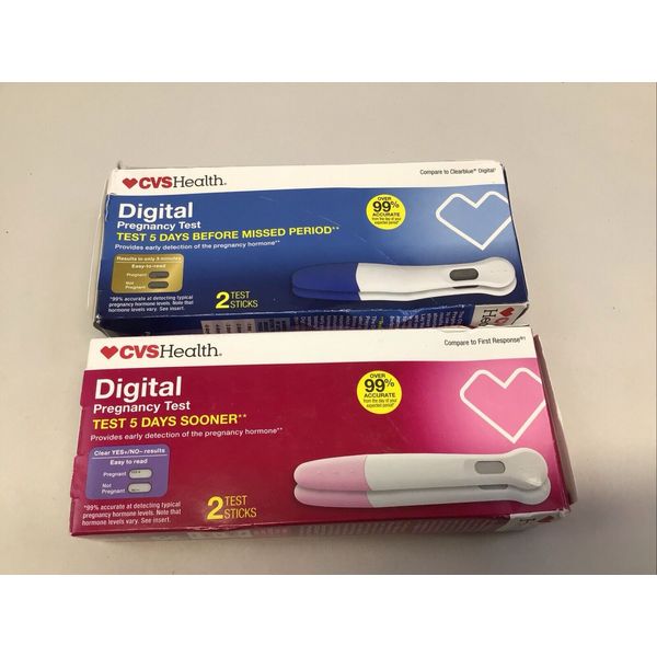 CVS Health Pregnancy Test 2 Pack 4 Test Sticks Exp 05/31/2026 Digital