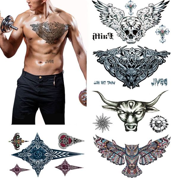 Large Tattoos Fake Temporary Body Art Stickers for Men Women Teens, VIWIEU 3D Realistic Girls Chest Temporary Tattoos, 5 Sheets, Water Transfer Body Tattoos