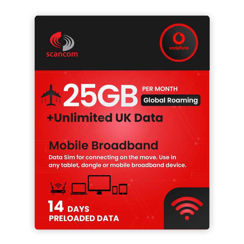 Vodafone Global Roaming Data Sim - 25GB Roaming Data in Europe & USA ...