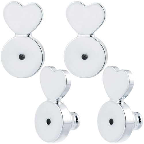 CustomyLife 2 Pair White Gold Earring Backs for Droopy Ears, Brass Locking Heart Earring Lifters Support Backing Replacement, Pierced Secure Flat Stopper Stud for Heavy Earrings
