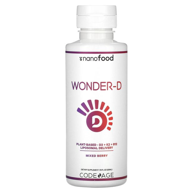 Nanofood, Wonder-D, Plant-Based, D3 + K2 + B12, Liposomal Delivery, Mixed Berry,