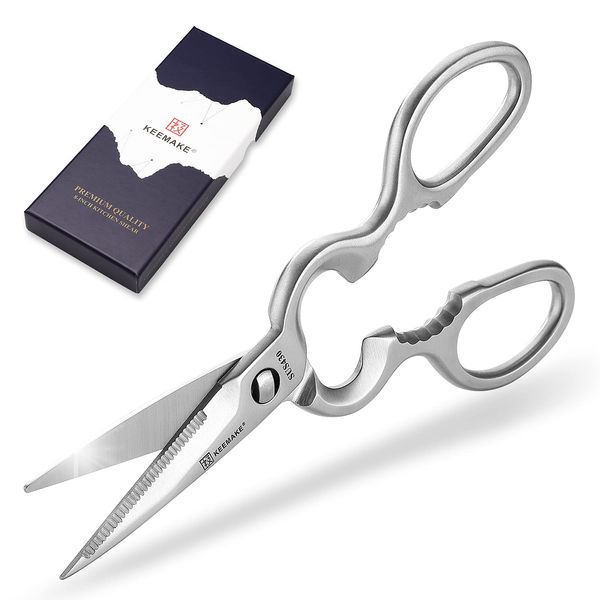 KEEMAKE Kitchen Scissors, All Stainless Steel Scissors, Cooking Scissors, Disassembly, Dishwasher Safe, Sharp, Washable, Versatile, For Household Use, Cooking Scissors, Meat Cutting Meat, Grilled Meat