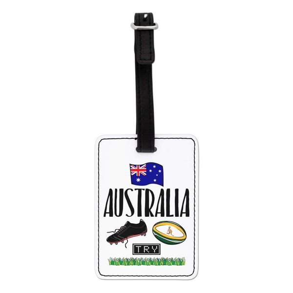 Gift Base Rugby Australia Visual Luggage Tag with Black Strap