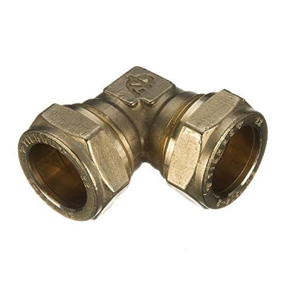 Pack of 2-22mm x 15mm Reducing Compression Elbow (Known as Brass Reducer/Brass Compression Fittings/Elbow/Pipe Reducer)