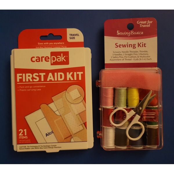 CarePak 21 piece First Aid Kit & Travel Sewing Kit -Combo Set