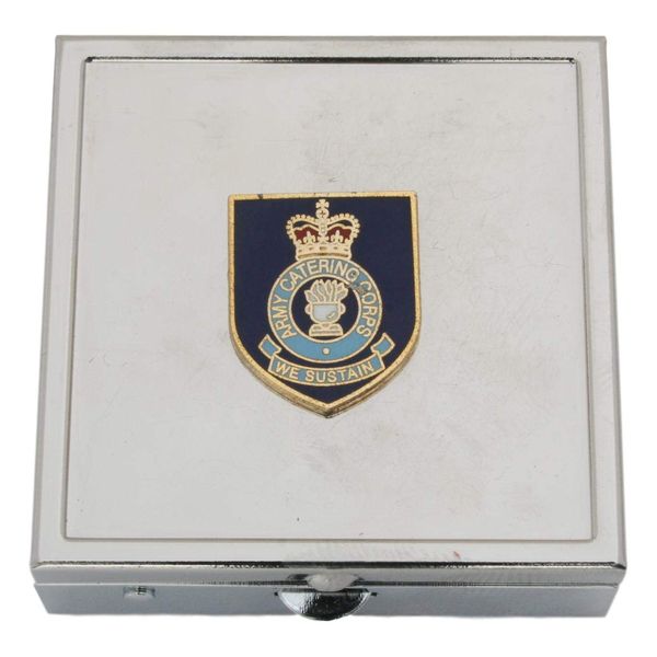 Army Catering Corps Pill Trinket Box Chrome with Mirror Gift ME45