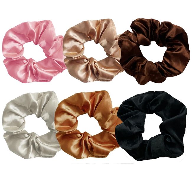 6 Pack Hair Scrunchies Elastic Hair Bands for Women Girls Soft Hair Ties Ponytail Hair Accessories for Girls and Ladies