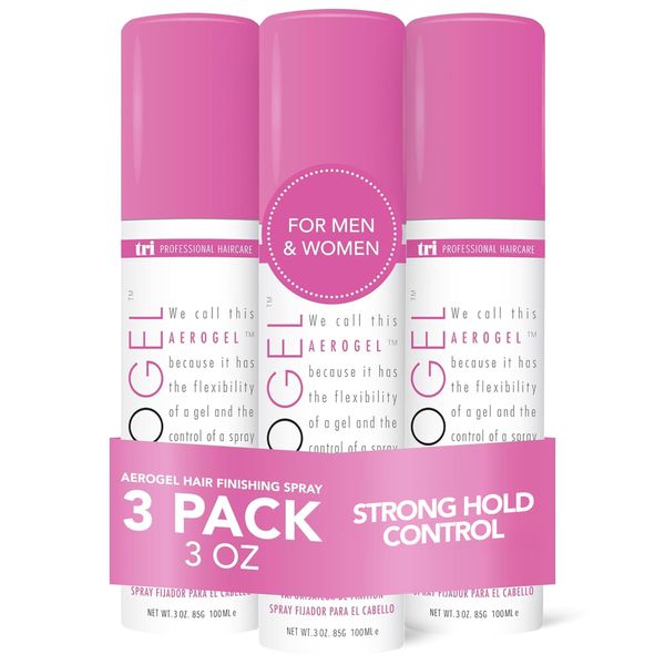 TRI Design Aerogel Hair Spray - Extra Hold, Free & Clear Hairspray Firm Hold for Women and Men, Travel, Volume Fixer & Non-Sticky Essentials, Flexible Spray Nozzle Bottle, Scented - (3oz, Pack of 3)