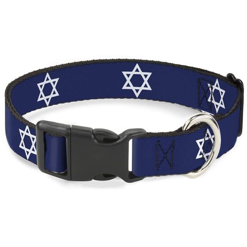 Buckle-Down Plastic Clip Collar - Star of David - 1.5" Wide - Fits 16-23" Neck - Medium