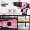 WORKPRO 108PCS Pink Tool Set Power Drill Kits 1.5A Cordless Drills Keyless Chuck