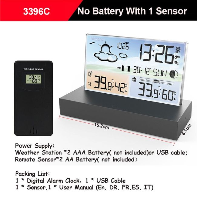 Tuya Smart WiFi Weather Station Indoor/Outdoor Intelligent Thermometer  Wireless Sensor Hygrometer LCD Digital Alarm Clock