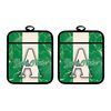 Bleu Reign Personalized Potholder Set Custom Name Nigeria Flag Marble Monogram Linen