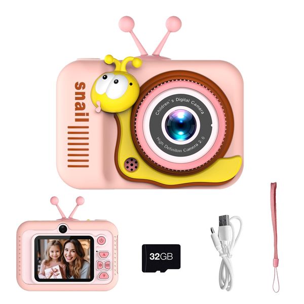 Meydedaa Kids Camera Toys for Boys/Girls Age 3-12 Years Old,48MP Dual Lens Kids Digital Camera Toddler Camera Christmas Birthday Gifts, 1080P HD Video Selfie Camera with 32G SD Card-Pink