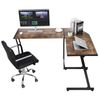 L Shaped Brown Desk Corner Computer Gaming Laptop Table Workstation Bedroom