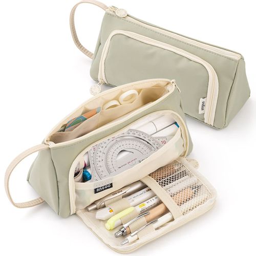 ONCCI Pencil Case Girls Pencil Case Large Capacity Teenager Case Pens Pencil Case for School & Office (Cream-Green)