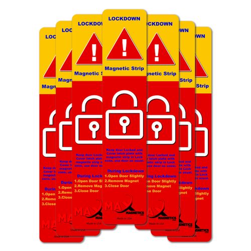 25 Pack Max magnetics Lockdown Magnetic Strips for Door Frames - High-Density Magnet Security Devices for School & Office - Strong Adhesion & PVC Top Layer, Smooth Opening & Closing
