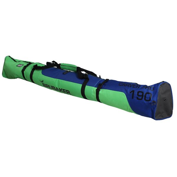 BRUBAKER Padded Ski Bag Skibag Carver Pro 2.0 with strong 2-Way Zip and Compression Straps - Green Blue - 74 3/4"