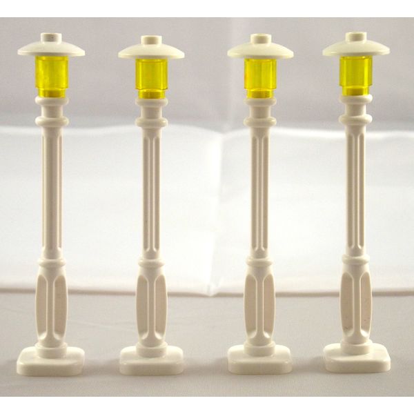 LEGO City White Lanterns with Yellow Lamp, 4 Piece Set