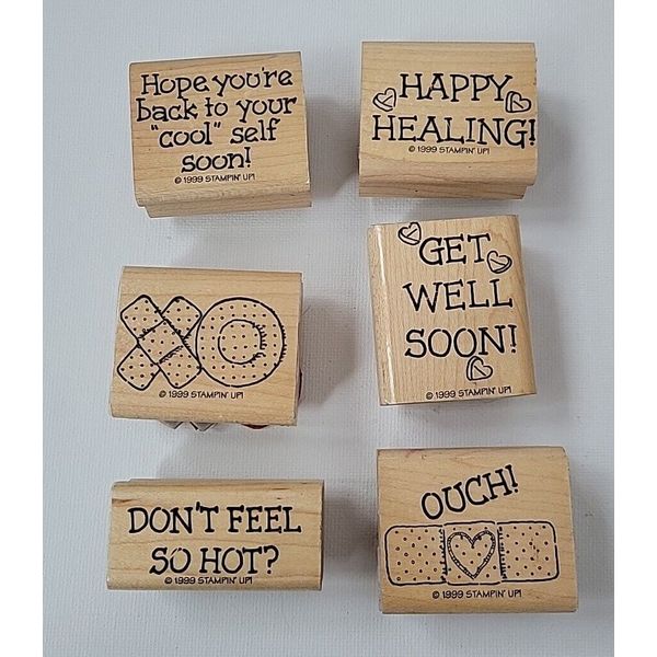 Stampin Up Vintage 1999 Get Well/Health Rubber Stamp Set