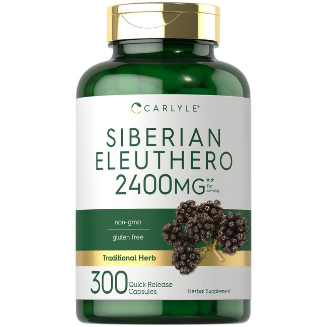 Siberian Eleuthero | 2400mg | 300 Capsules | Siberian Ginseng | by Carlyle